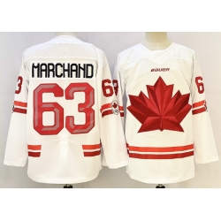 Men Canada Hockey #63 Brad Marchand White Stitched Jersey