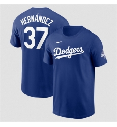Men Los Angeles Dodgers 37 Teoscar Hernandez Royal 2025 World Series Champions Name  26 Number T Shirt