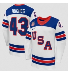 Men USA 43 Quinn Hughes White 2026 Stitched Jersey Men USA 43 Quinn Hughes White 2026 Stitched Jersey