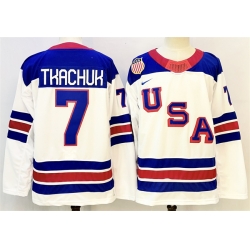 Men USA 7 Brady Tkachuk White 2025 2026 Stitched Jersey