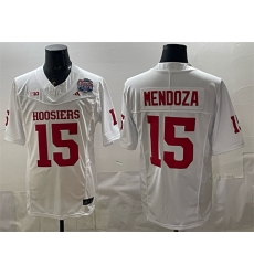 Men Indiana Hoosiers 15 Fernando Mendoza White F U S E Peach Bowl Patch Stitched Football Jersey Men Indiana Hoosiers 15 Fernando Mendoza White F U S E Peach Bowl Patch Stitched Football Jersey