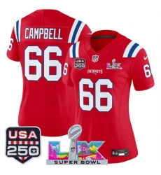 Women New England Patriots 66 Will Campbell Red 2025 F U S E Super Bowl LX Patch And USA 250 27 Patch Vapor Limited Football Stitched Jersey Women New England Patriots 66 Will Campbell Red 2025 F U S E Super Bowl LX Patch And USA 250 27 Patch Vapor Limited Football Stitched Jersey