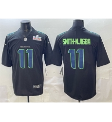 Men Seattle Seahawks 11 Jaxon Smith Njigba Black 2025 Super Bowl LX Patch Carbon Fashion Vapor Untouchable Limited Stitched Football Jersey Men Seattle Seahawks 11 Jaxon Smith Njigba Black 2025 Super Bowl LX Patch Carbon Fashion Vapor Untouchable Limited Stitched Football Jersey