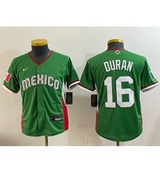 Youth Mexico Baseball  16 Jarren Duran Green 2026 World Baseball Classic Stadium Stitched Baseball Jersey