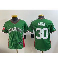 Youth Mexico Baseball  30 Alejandro Kirk Green 2026 World Baseball Classic Stadium Stitched Baseball Jersey