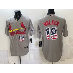 Men St  Louis Cardinals  18 Jordan Walker Grey USA 250 Fourth of July Stitched Baseball Jersey
