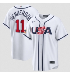 Men USA Baseball  11 Gunnar Henderson White 2026 World Baseball Classic Home Stadium Stitched Jersey