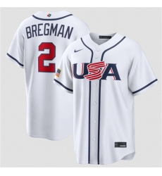 Men USA Baseball  2 Alex Bregman White 2026 World Baseball Classic Home Stadium Stitched Jersey