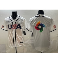 Men USA Baseball Team Big Logo White 2026 World Baseball Classic Home Stadium Stitched Jersey