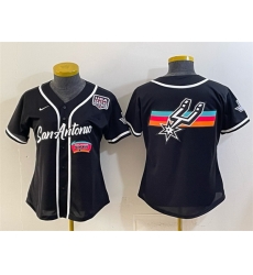 Women San Antonio Spurs Team Big Logo Black USA 250  Patch City Edition Stitched