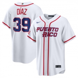 Men Puerto Rico Baseball  39 Edwin D%C3%ADaz White 2026 World Baseball Classic Home Stadium Stitched Jersey