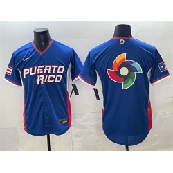 Men Puerto Rico Baseball Blue 2026 World Baseball Classic Big Logo Road Stadium Stitched Jersey