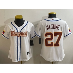 Women Venezuela Baseball  27 Jose Altuve White 2026 World Baseball Classic Home Stadium Stitched Baseball Jersey Run Small  1