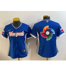 Women Venezuela Baseball Royal 2026 World Baseball Classic Big Logo Road Stadium Stitched Baseball Jersey Run Small 